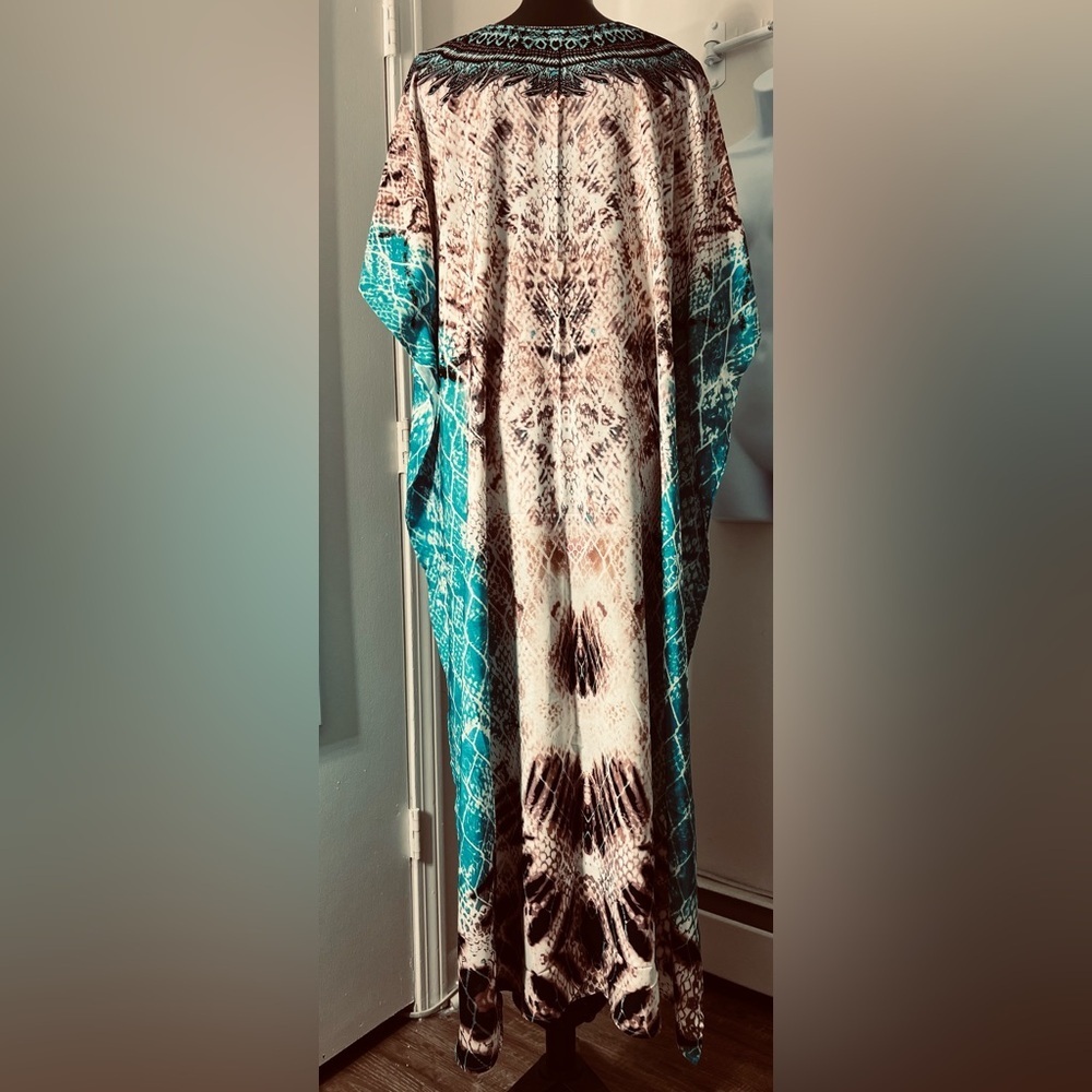 Boho Snake Print Kaftan Cover Up Maxi Dress - Picture 6 of 10